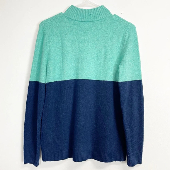 J Crew Sweater Womens Size XS Navy Blue Green Colorblock Zip-up Pullover - Picture 2 of 10